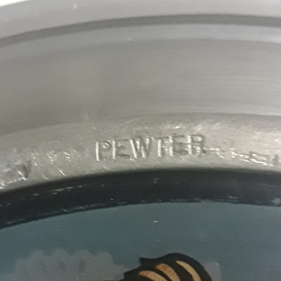 Pewter Memorial Plate with Stained Glass Bottom - Picture 5 of 5